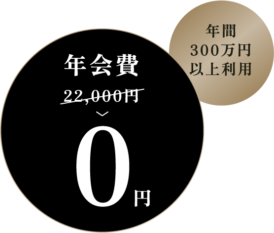 年間300万円以上利用で次年度年会費無料