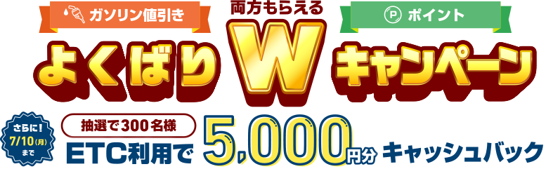 ガソリン値引き、ポイント 両方貰えるよくばりWキャンペーン