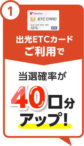 出光ETCカードご利用で 当選確率が 40口分アップ！