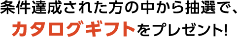 条件達成された方の中から抽選で、カタログギフトをプレゼント！