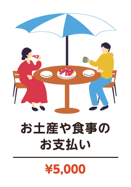 お土産や食事のお支払い ￥5,000