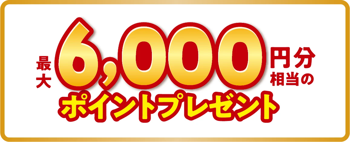 最大6000円分相当のポイントプレゼント