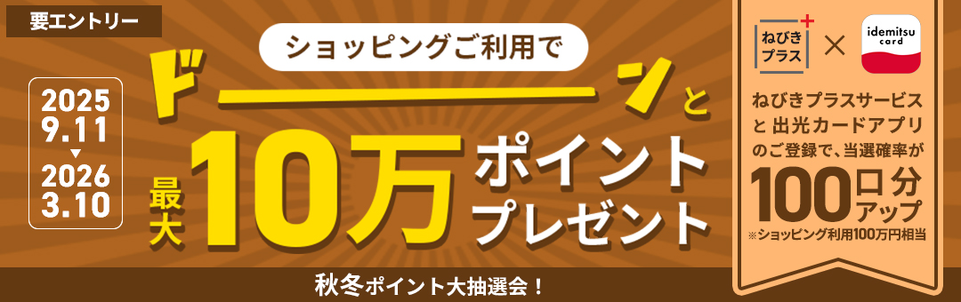 秋冬ポイント大抽選会！ショッピングご利用でドーンと最大10万ポイントプレゼント！