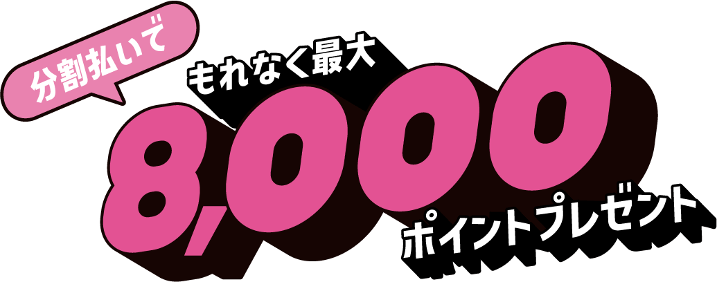 分割払いで　もれなく最大8,000ポイントプレゼント