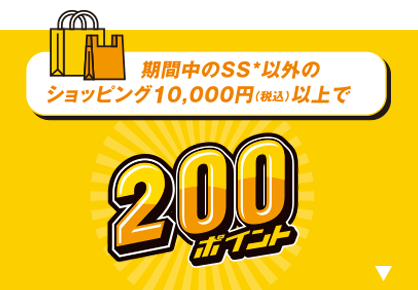 期間中のSS以外のショッピング10,000円(税込)で200ポイント