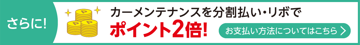 さらに！カーメンテナンスを分割払い・リボでポイント2倍! お支払い方法についてはこちら