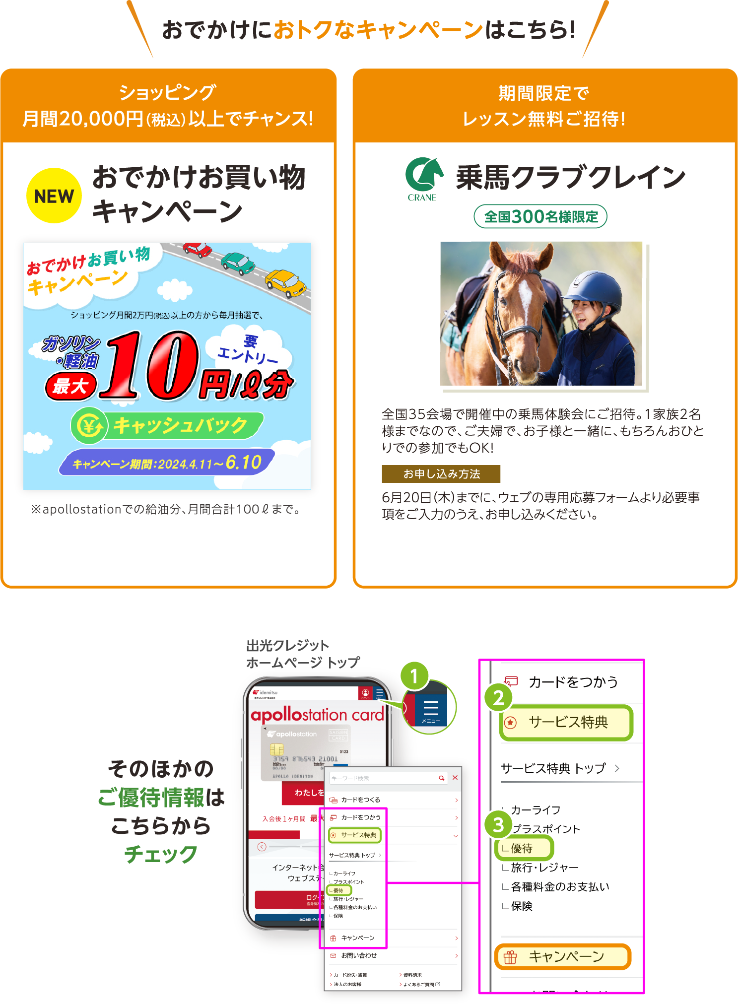 おでかけにおトクなキャンペーンはこちら！