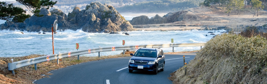 種差海岸近くの道